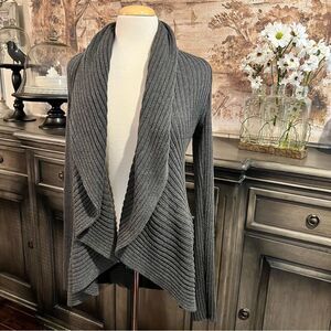 Lauren Ralph Lauren Gray Open Cardigan Cable Knit Sweater size SM